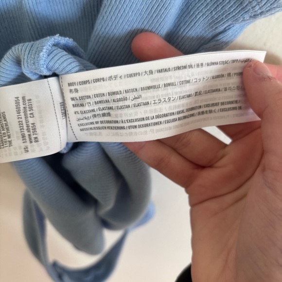 New Abercrombie & Fitch Womans Small Soft A&F Ribbed Polo Bodysuit Blue - Picture 5 of 5